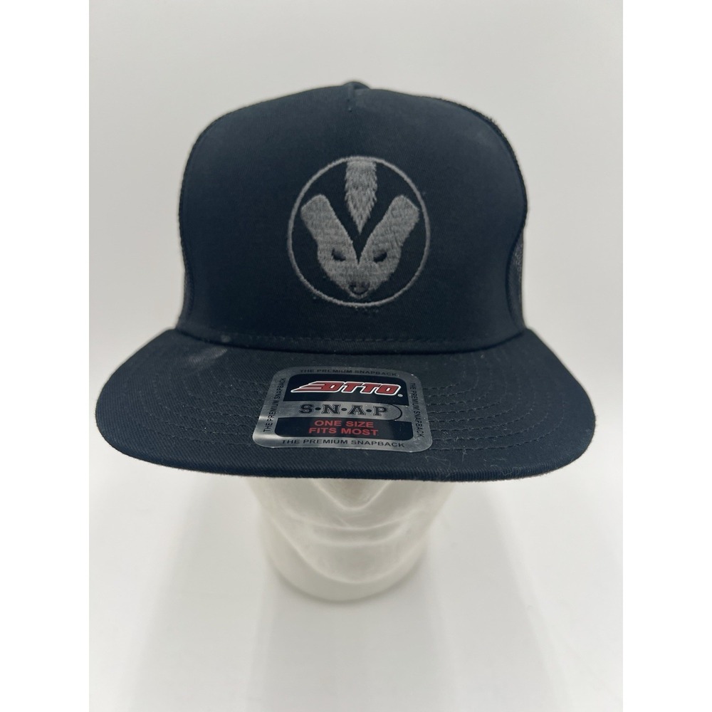 Otto Black Mesh Snapback Trucker Hat Badger Logo Flat Bill OSFM